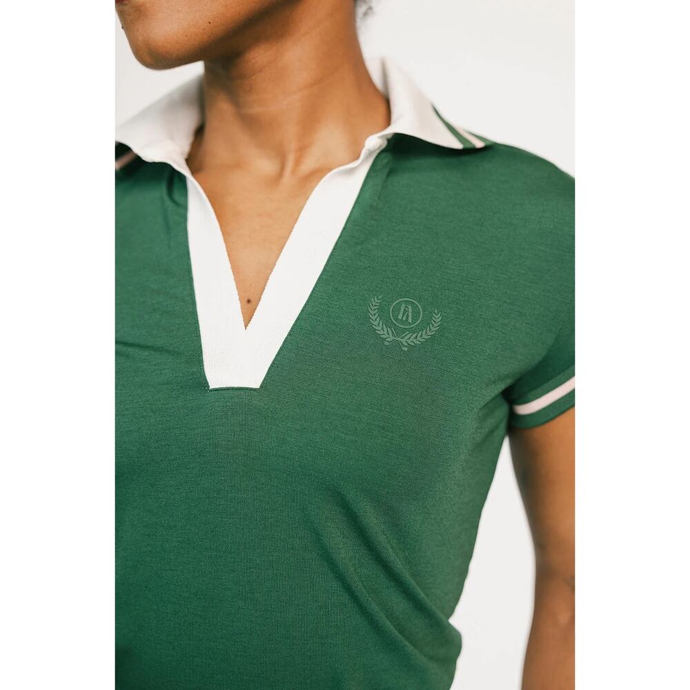 Fore All Golf Angie Polo Shirt Collared Green Pink White EUC XL Soft Lightweight